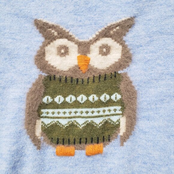 Sundance Catalog Wise Owl Sweater Wool Blend Blue - Picture 6 of 10